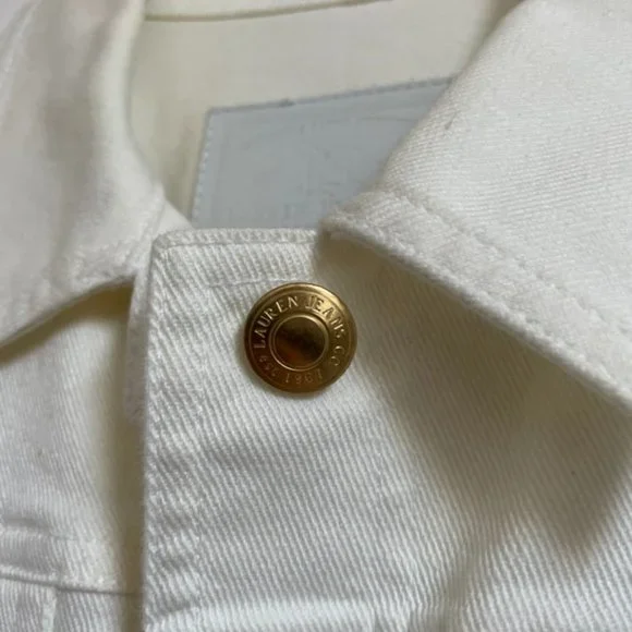 Ralph Lauren White Denim Jacket - Size 2, Like New, Versatile Styling Options - Picture 3 of 3